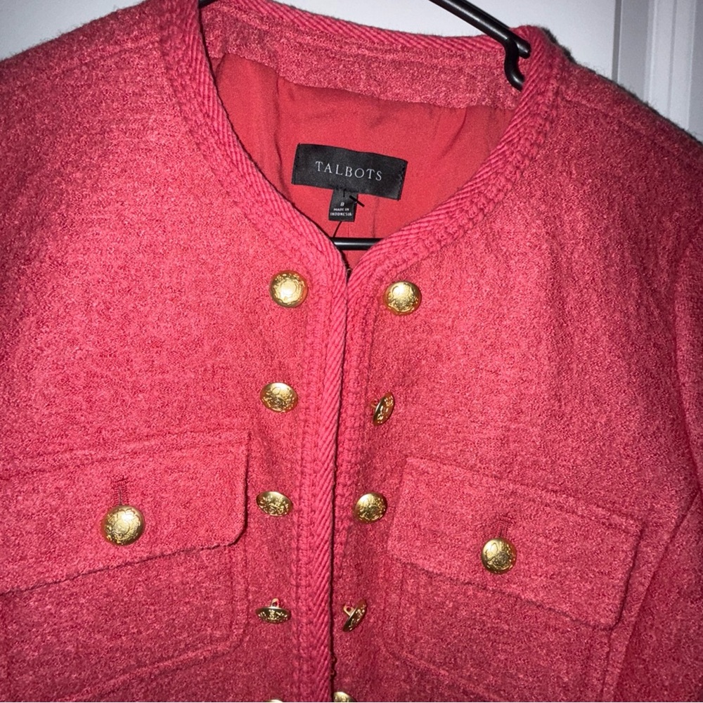 Talbots Women's Coral Blazer with Gold Buttons - Picture 2 of 11